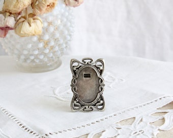 Vintage French Miniature Picture Frame small Silver plated photo frame Art Nouveau Flowers