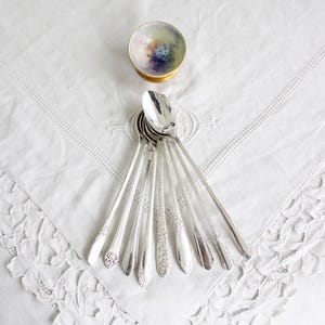 Vintage Silver Plated Iced Tea spoons Mixed Art Deco Flatware patterns silverware Long handled drink spoons set of 8