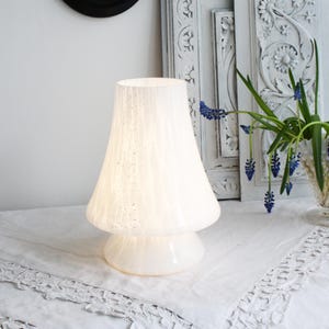 Vintage Murano Mushroom lamp white sparkle Large glass lamp Italy