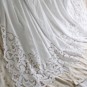 Magnificent Antique French Trousseau Sheet Pure Fil De Lin Embroidered ...
