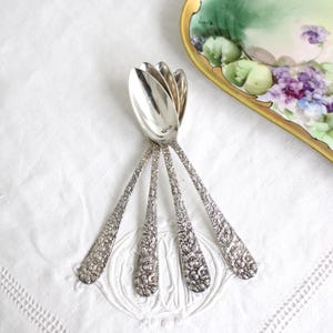 Stieff Rose Floral Repousse Sterling Silver Citrus Spoons Sold Individually