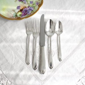 Set di posate vintage placcate in argento LoveLace Oneida Community Service per 8 persone e più, set di posate in argento con monogramma