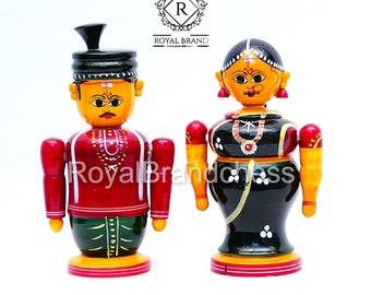 Beautiful Indian wedding couple wooden set | Handmade toy for couples gift | home decor bride and groom | Best gift for him