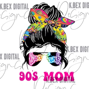 90s rainbow inspired 90s Mom bun | 90s Girl sublimation png design bundle