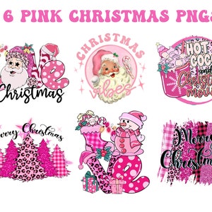 Pink Christmas PNG Design Bundle | Sublimation | Pink Christmas | Christmas Trees | Hot Cocoa