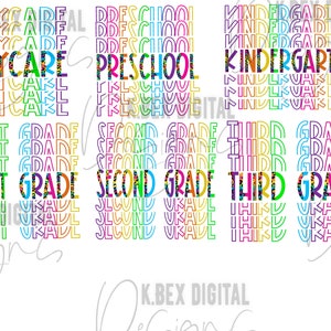 Digital back to school | stacked grade | rainbow leopard | printable | iron on | sublimation design