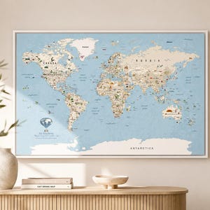 Push Pin Travel Map, Personalized World Map Canvas, Travel Tracker Wall Art, World Map with Pins, Gift for Travelers