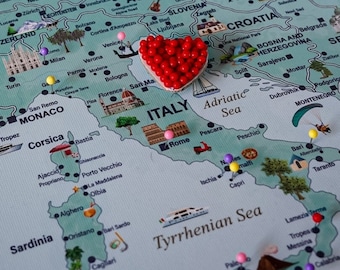 Europe Travel Map: Illustrated Push Pin Canvas or Poster