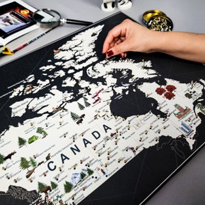 Gerahmte Pin Pin Reisekarte – Kanada | 16x20 Leinwand - Personalisierte Reisekarte - Kanadischer Adventure Tracker