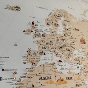 World Map canvas and poster. A personalized travel map perfect for push pin - Multicolor Travel Map