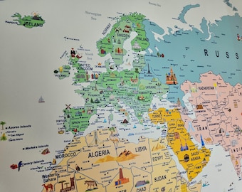 Personalized World Travel Map: Push Pin Canvas, Custom Adventure Gift
