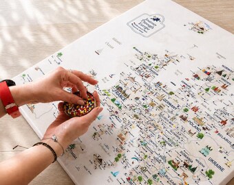 Europe Push Pin Travel Map Canvas, Personalized Europe Map, Travel Tracker Wall Art, Anniversary Gift for Couple, Wanderlust Décor