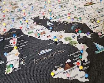 Europe Travel Map: Illustrated Push Pin Canvas or Poster