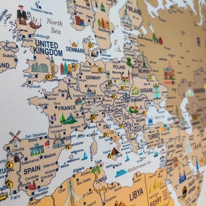 World Map canvas and poster. A personalized travel map perfect for push pin - Multicolor Travel Map