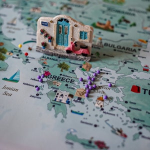 Europa Landkarte - Blaue Landkarte - Illustrierte Landkarte - Blau - Reisepasshülle mit Pinnwand - Blaue Landkarte - Blau