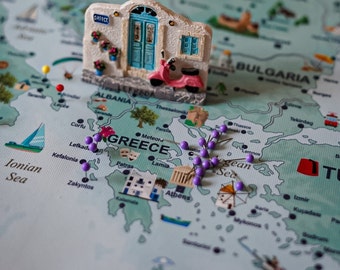 Personalized Europe Travel Map: Illustrated Push Pin Canvas or Poster