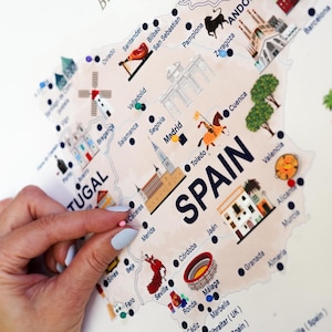 Mappa dell'Europa - Mappa illustrata dell'Europa per puntine - Mappa di viaggio personalizzata su tela o poster - Perfetta per tracciare le avventure