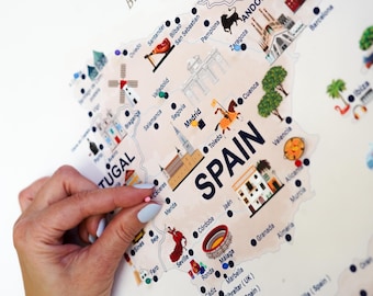Illustrated Europe Travel Map – Push Pin Canvas or Poster