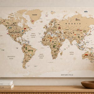 World Map Push Pin Travel Map, Personalized World Map Canvas, Travel Tracker Map, World Map Wall Art, Gift for Travelers, Couple Gift