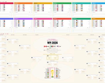 FIFAワールドカップ26スケジュールA1/A2/A3/A4ポスター（ステッカーテンプレート付き） - デジタル