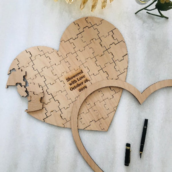 Personalized Puzzle Wedding Guest Book Birthday Party Wooden Puzzle Alternative Wedding Puzzle Guest Book