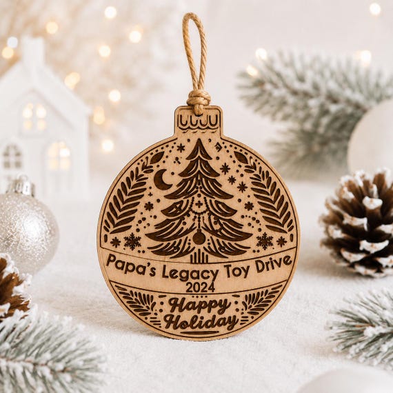 Rustic Wood Christmas Wedding Ornament Favors - Engraved Holiday Decor - Custom Wedding Favor Keepsake