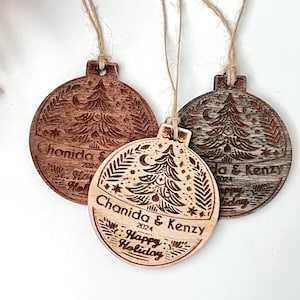 Personalized Wooden Christmas Wedding Ornaments - Bulk Favors for Guests