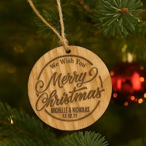 Personalized Wooden Wedding Favor: Custom Engraved Ornament, Coaster, or Magnet