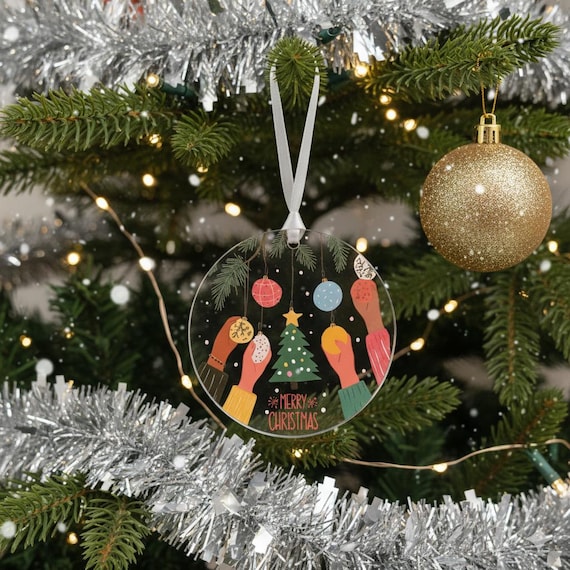 Let's Gather Around The Tree - Family Personalized Custom Ornament - Acrylic Custom Shaped - Christmas Gift For Family Members