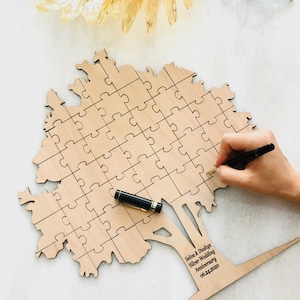 Personalisiertes Holzpuzzle-Gästebuch: Hochzeit, Geburtstagsfeier