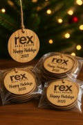 Custom Company Logo Ornaments Bulk - Personalized Wood Business Christmas Decorations & Gifts product logo