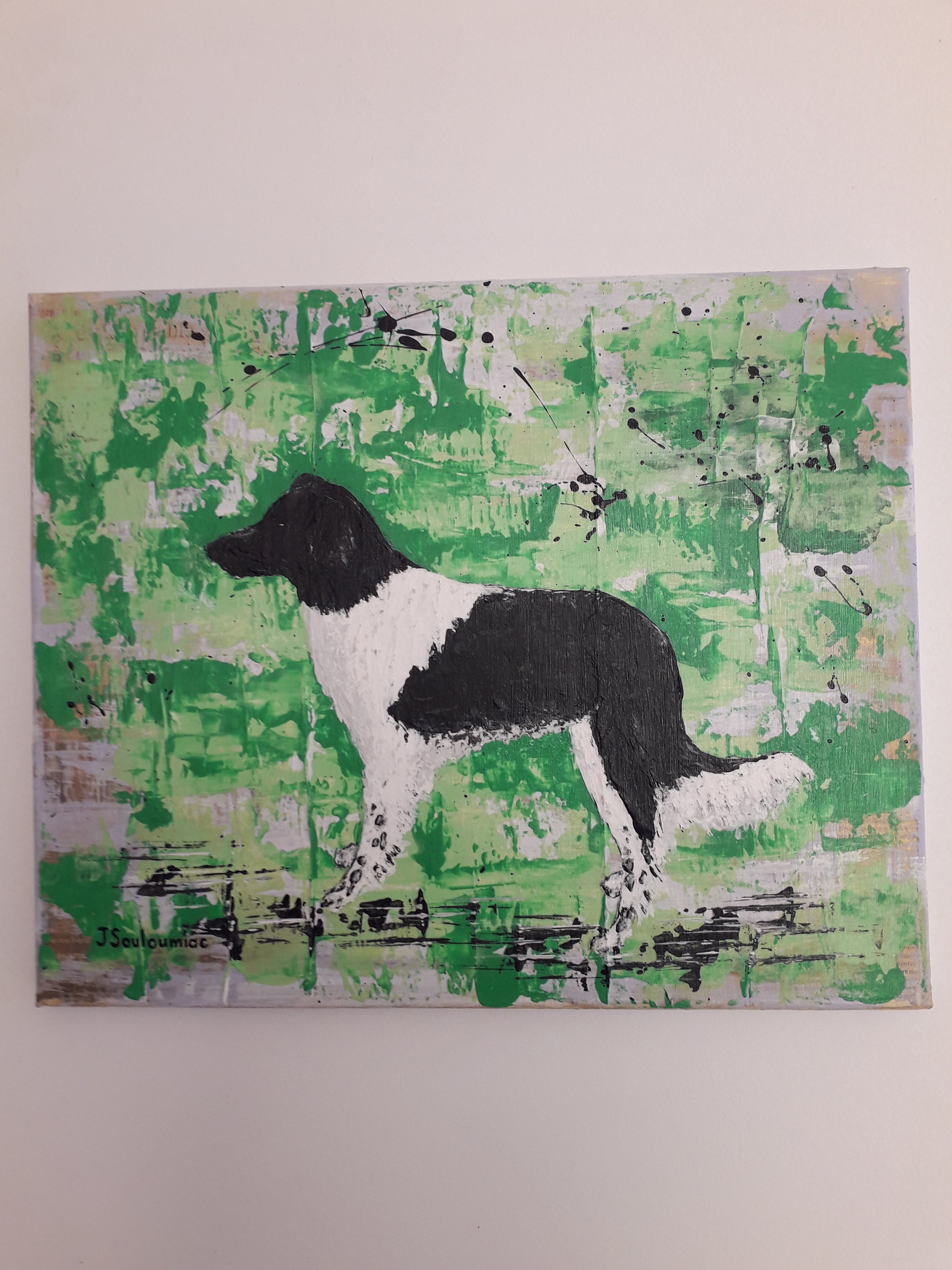 Huile sur Toile Portrait Chien Tableau Unique