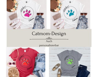 personalisiertes Catmom-T-Shirt/Katzenpfote/Tier-Tshirt