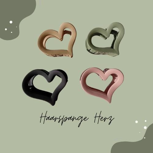 AEGYPIUS Valentinstag-Haarspange – Roter Klauenclip Mit Herz-Muster, 8,9 X 4,1 Cm