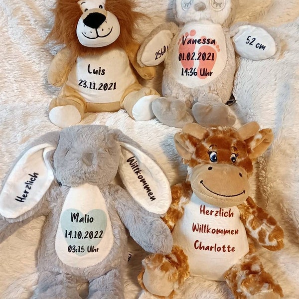 Personalisierte Kuscheltiere/Kuscheltier zur Geburt/ Baby-Kuscheltier