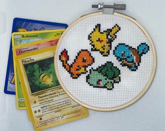Pikachu Pokeball Pokemon Inspired Cross Stitch Pin