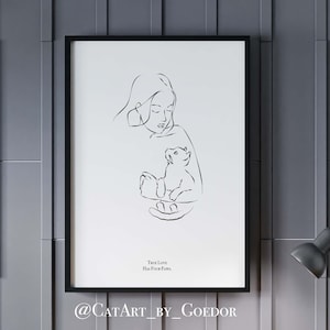 Cat Line Art, Minimal Cat, Cat Drawing, Cat Print, Cat Minimal Art, Line Drawing, Cat print Wall Art, Cat Lover Gifts, Valentines Day, Love