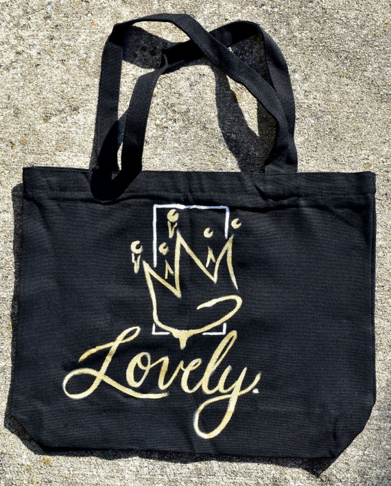 Royal Affirmation Black Canvas Tote