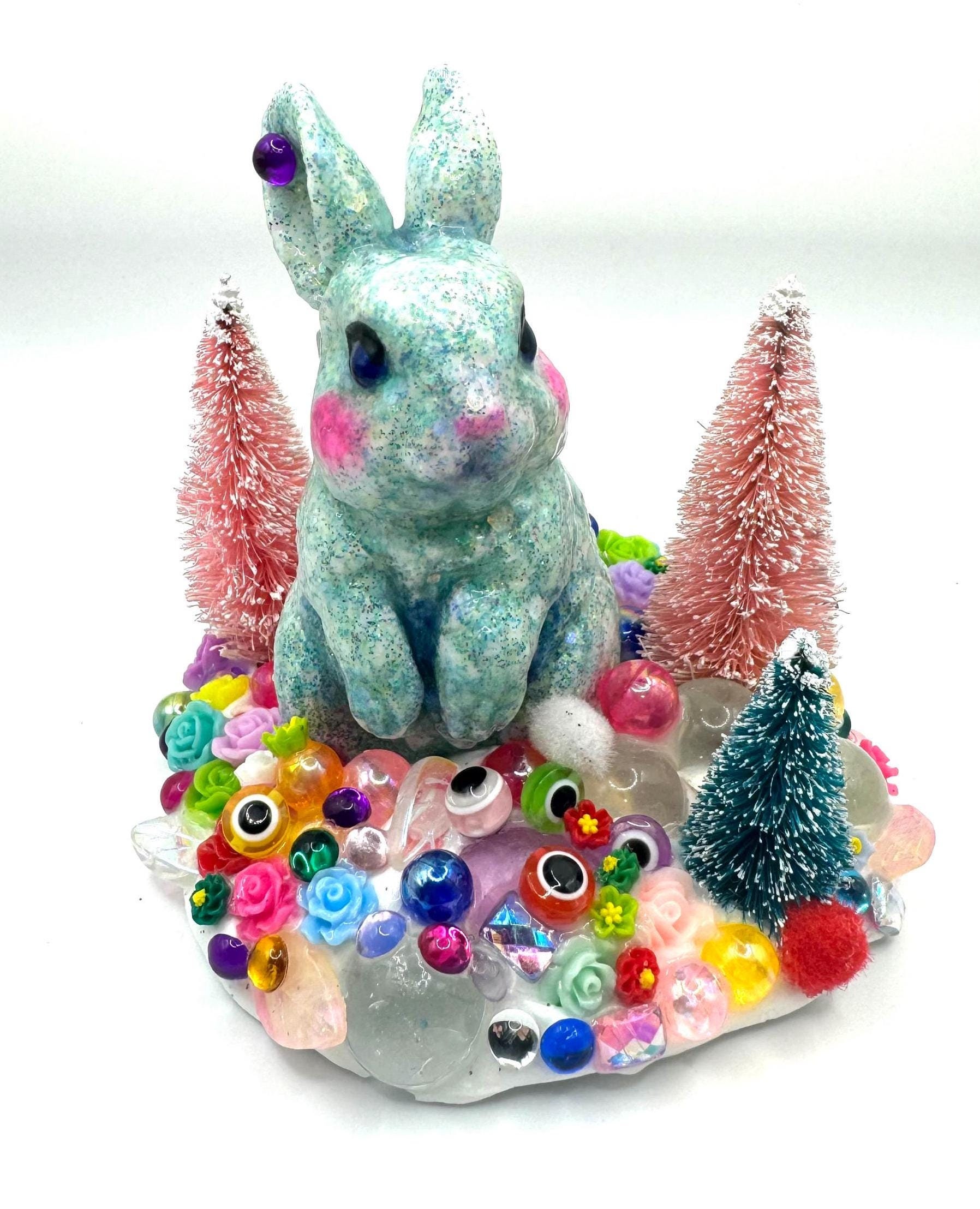 Handcrafted Holiday Bunny Figurine: Quirky Christmas Decor - Etsy