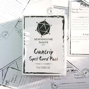 Carte incantesimo trucchetto stampate per DnD 5E (2014) - Pacchetto carte incantesimo DND Dungeons and Dragons Carte incantesimo trucchetto Carte incantesimo illustrate