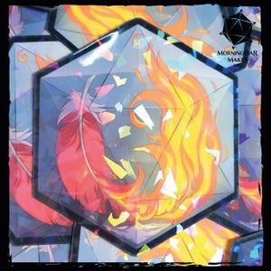 Plume de phénix - Sticker holographique D20 - Stickers vinyle MDN Dice Sticker holographique Évocation du feu