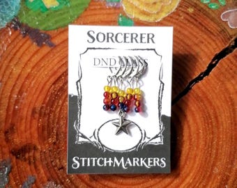Sorcerer DND Class Stitch Markers - Lobster Claw Knitting and Crochet Notions