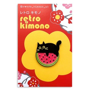 Kawaii Enamel Pin Badge, Watermelon Cat