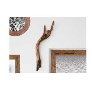 Skulptur FEE Treibholz H 37 x B 7 cm Wandkunst Handarbeit Figur Nixe Schwemmholz Wandbehang Maritime Natur Deko ELFE Statue Meerjungfrau