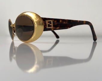 Rare Fendi Vintage Sunglasses Gold MOD SL 7090 COL Q45