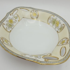 Antique NORITAKE MORIMURA NIPPON Hand Painted 9.5 Oval Bowl -Floral Gold Décor