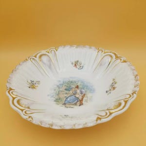 Antique c.1890 ROSENTHAL Germany 9.75&quot; Bowl - Courting Victorian Couple Motif