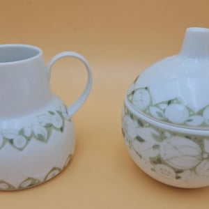 Vintage ROSENTHAL GERMANY Bjorn Wiinblad Creamer & Sugar Set Lotus Jade Rare German set Collectible Beautiful Rosenthal Porcelain