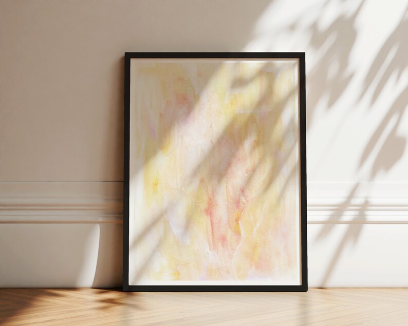 WARMTH amber abstract art orange vibrant print watercolour flames painting gift for art lover peaceful home decor minimalist wall art image 4