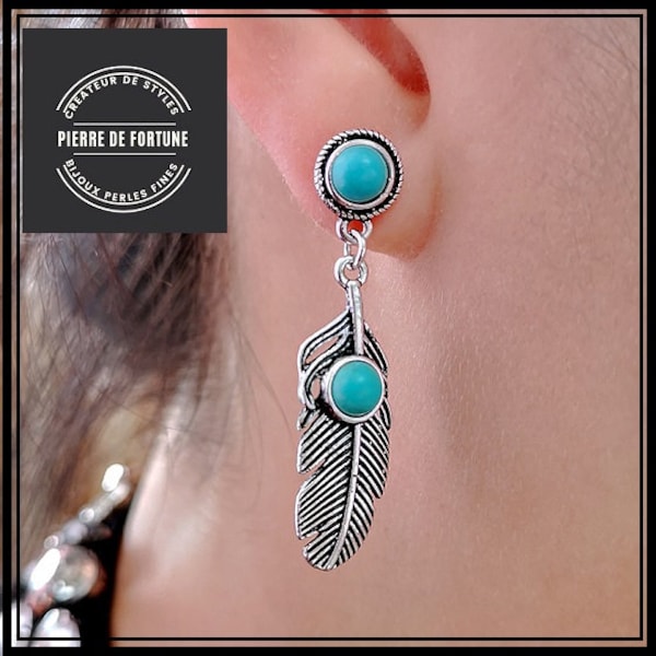 Boucles plume turquoise